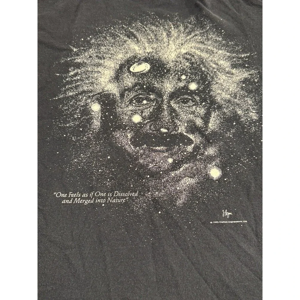 Vintage 1993 Cotton Expression Black Albert Einstein XL T-Shirt Rare !